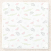 熱帯スイカとワニの模様 ガラスコースター (裏面)