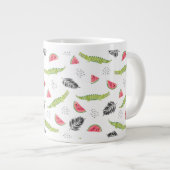 熱帯スイカとワニの模様 ジャンボコーヒーマグカップ (正面右)