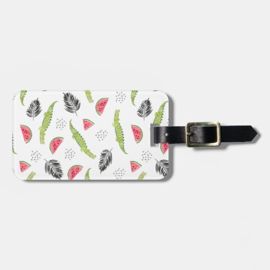 熱帯スイカとワニの模様 ラゲッジタグ (正面横)