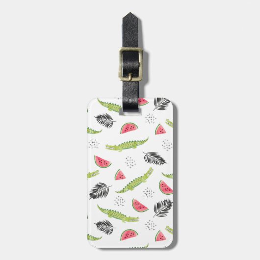 熱帯スイカとワニの模様 ラゲッジタグ (正面縦)