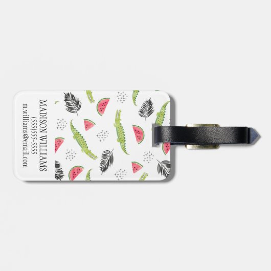 熱帯スイカとワニの模様 ラゲッジタグ (裏面横)