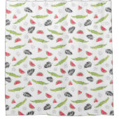 熱帯スイカ及びワニパターン シャワーカーテン (正面)