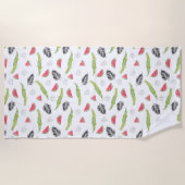 熱帯スイカ及びワニパターン ビーチタオル (正面)