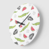 熱帯スイカ及びワニパターン ラージ壁時計 (傾斜)