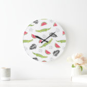 熱帯スイカ及びワニパターン ラージ壁時計 (ホーム)