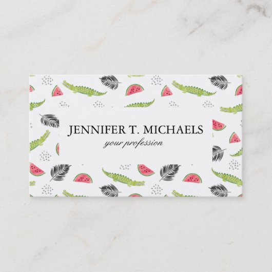 熱帯スイカ及びワニパターン 名刺 (正面)