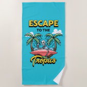 熱帯スケルトンサーフに逃げる ビーチタオル (正面)