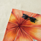 熱帯スタイリッシュ水色フローラ ビーチタオル (インサイチュ)