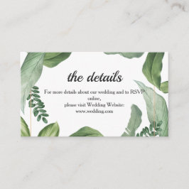 熱帯スタイリッシュ緑。ビーチ結婚式詳細 エンクロージャーカード