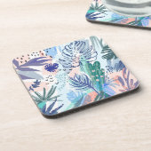 熱帯スタイルの花柄パターン コースター (左側)