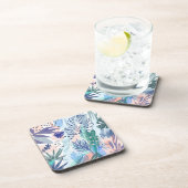 熱帯スタイルの花柄パターン コースター (右側)