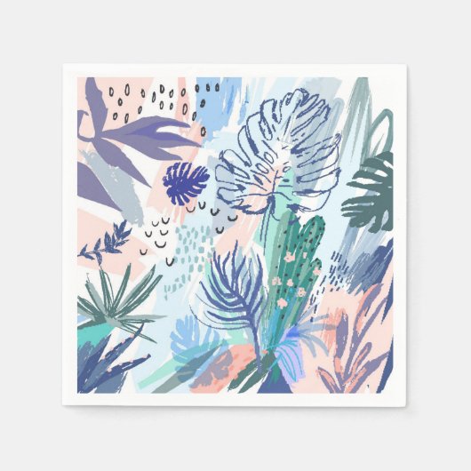 熱帯スタイル花柄 スタンダードカクテルナプキン (正面)