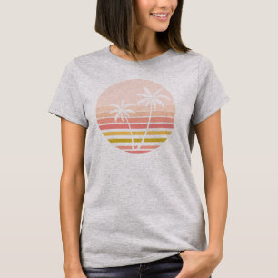 熱帯ストライプののヤシの木 Tシャツ