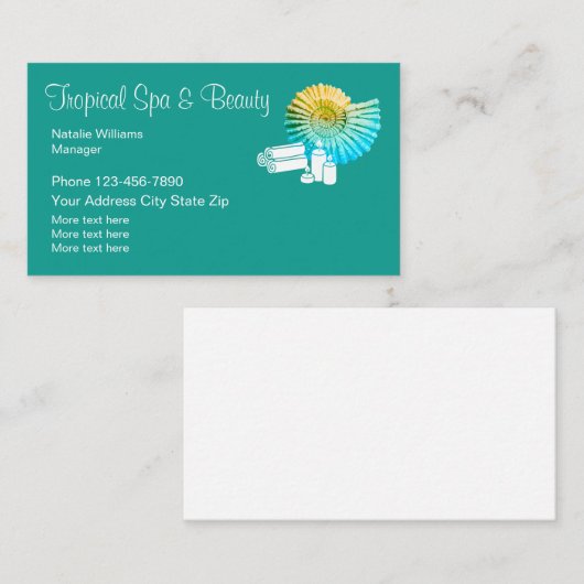 熱帯スパおよび美しいのテーマ 名刺 (正面/裏面)