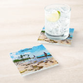 熱帯スリランカ海岸線 ガラスコースター (アングル)