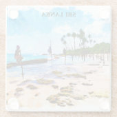 熱帯スリランカ海岸線 ガラスコースター (裏面)