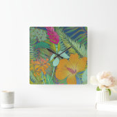 熱帯タペストリーII スクエア壁時計 (ホーム)