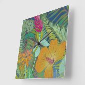 熱帯タペストリーII スクエア壁時計 (傾斜)