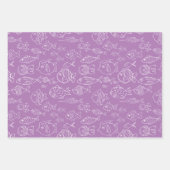 熱帯ターコイズとピーチフィッシュかわいい漫画 ラッピングペーパーシート (正面3)