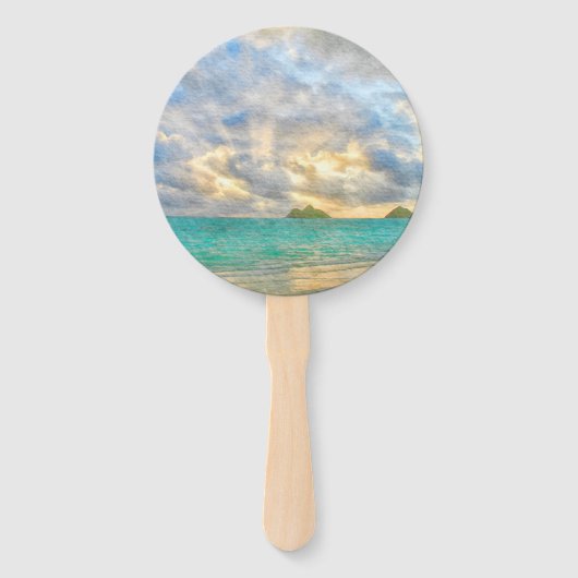 熱帯ターコイズウォーターカラーパラダイス結婚ズ ハンドファン (裏面)