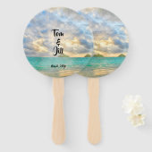 熱帯ターコイズウォーターカラーパラダイス結婚ズ ハンドファン (正面&裏面)