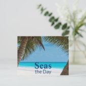 熱帯ターコイズサンディビーチシーンシーズザデイ ポストカード (スタンド正面)