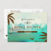 熱帯ターコイズビーチブライダルシャワー招待状 インビテーションポストカード (正面/裏面)