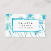 熱帯ターコイズブルーウォーターカラーパームツリーズ 名刺 (正面)