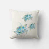 熱帯ターコイズブルーシータートルウォータカラー クッション (正面)