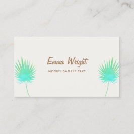 熱帯ターコイズ水彩パームリーフブランチ 名刺