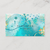 熱帯ターコイズ水彩沿岸抽象芸術 名刺 (正面)