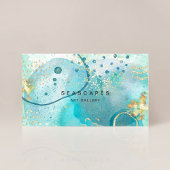 熱帯ターコイズ水彩沿岸抽象芸術 名刺