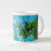 熱帯ターコイズ海ブルー&海藻グリーン ジャンボコーヒーマグカップ (正面右)