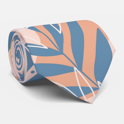 熱帯ダスティブルーハワイアン模様 ネクタイ (ロール)