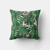 熱帯ダークグリーンピンクジャングル離れ クッション (裏面)