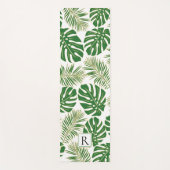 熱帯ダークグリーン、金ゴールド離れ、モノグラム ヨガマット (正面)