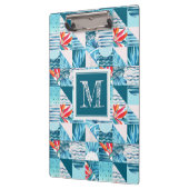 熱帯ティール（緑がかった色）の幾何学的で抽象的なパターン クリップボード (左)