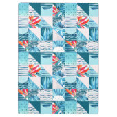 熱帯ティール（緑がかった色）の幾何学的で抽象的なパターン クリップボード (裏面)