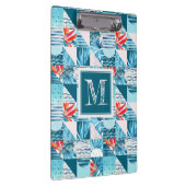 熱帯ティール（緑がかった色）の幾何学的で抽象的なパターン クリップボード (右)