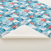 熱帯ティール(緑がかった色)の幾何学的で抽象的なパターン シェルパブランケット (3/4)