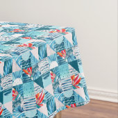 熱帯ティール（緑がかった色）の幾何学的で抽象的なパターン テーブルクロス (インサイチュ)