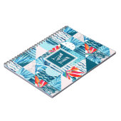 熱帯ティール（緑がかった色）の幾何学的で抽象的なパターン ノートブック (左側)