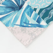 熱帯ティール（緑がかった色）の幾何学的で抽象的なパターン フリースブランケット (角)