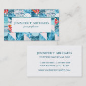 熱帯ティール（緑がかった色）の幾何学的で抽象的なパターン 名刺 (正面/裏面)