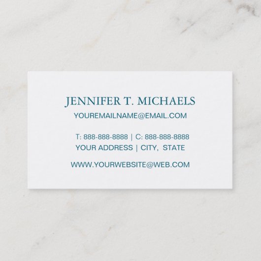 熱帯ティール(緑がかった色)の幾何学的で抽象的なパターン 名刺 (裏面)