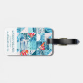 熱帯ティール（緑がかった色）の幾何抽象芸術パターン ラゲッジタグ (裏面横)