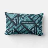 熱帯ティール（緑がかった色）の樹皮布の布13" x20"腰神経の枕 ランバークッション (裏面)