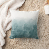 熱帯ティール（緑がかった色）の青の水彩画 クッション (ブランケット)
