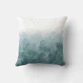 熱帯ティール（緑がかった色）の青の水彩画 クッション (裏面)