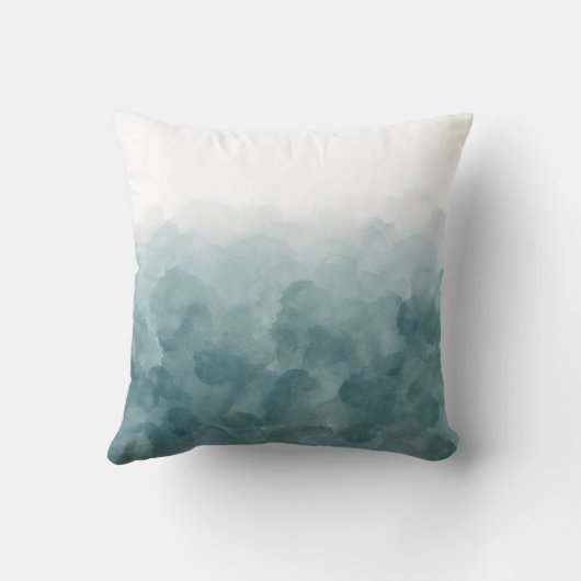 熱帯ティール(緑がかった色)の青の水彩画 クッション (裏面)